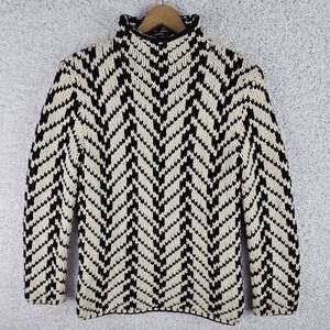 Vintage The Limited Hand Knit Sweater Womens Medium Wool Blend Mock Neck Chevron